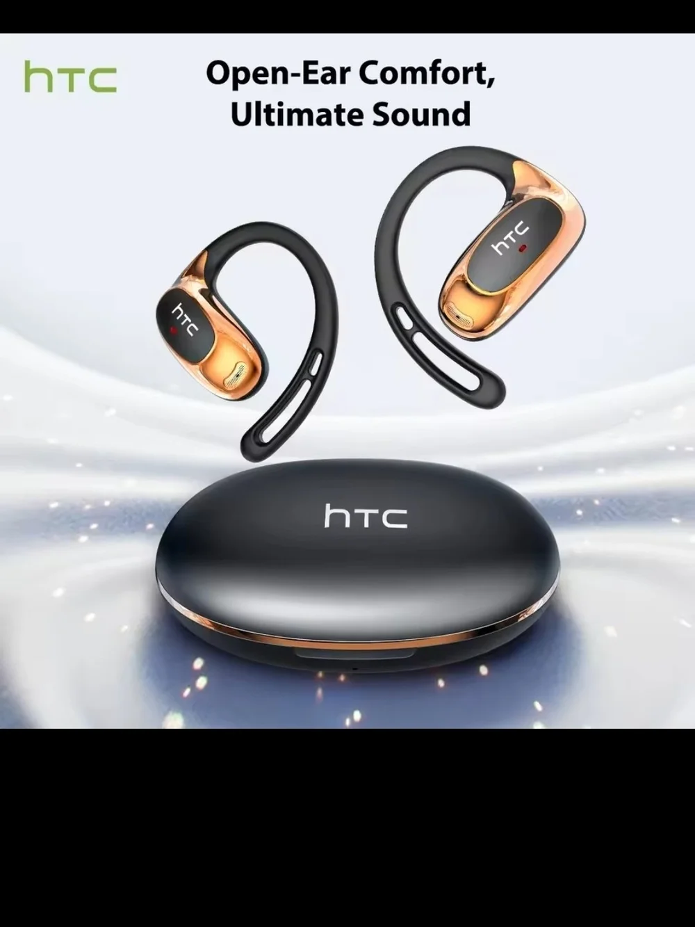 HTC AI Headphones Wireless Earbuds and Charging Case in Gray and Black